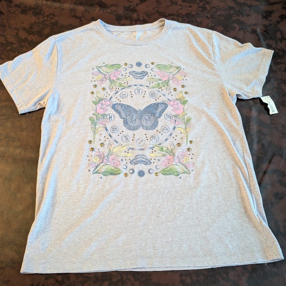 Lucky Brand Light Purple Butterfly Graphic Tee